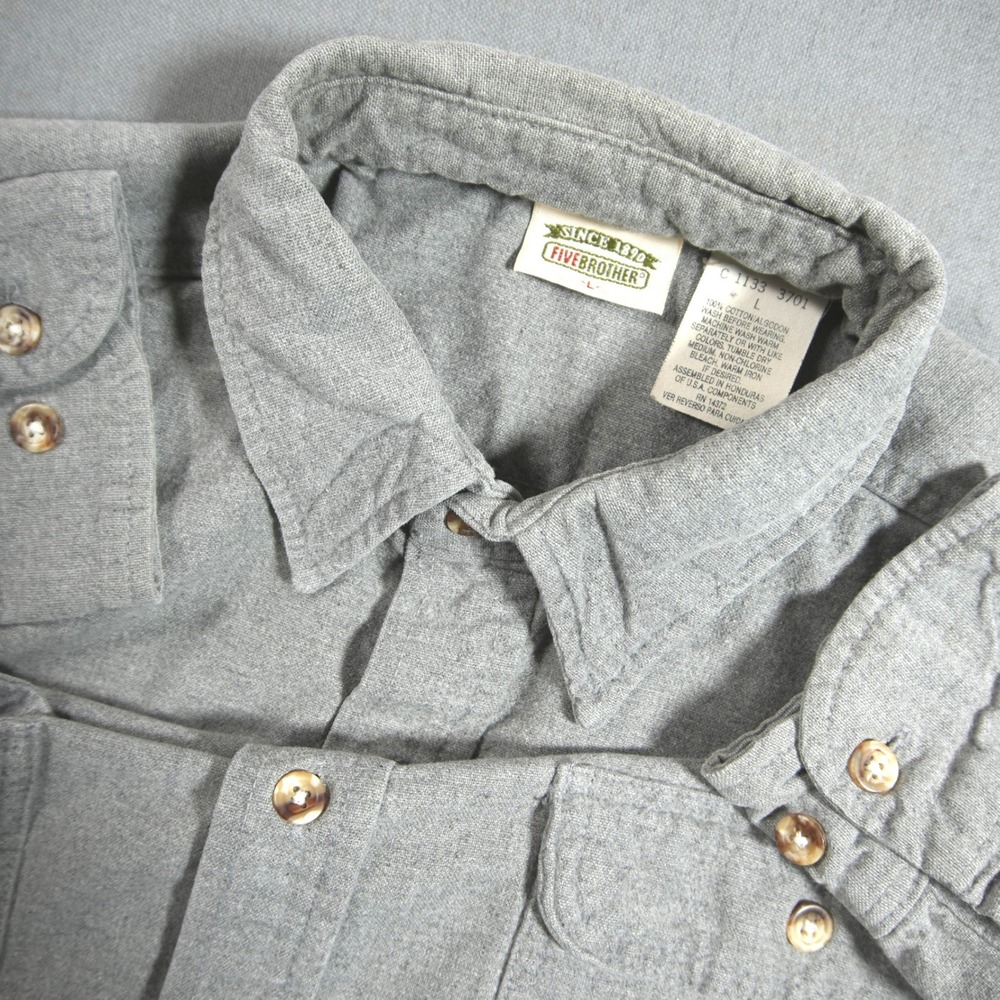 Vintage Five Brother Heavyweight Cotton Flannel Men Shirt L Work Retro Mechanic